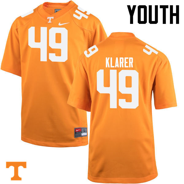 Youth #49 Rudy Klarer Tennessee Volunteers College Football Jerseys-Orange